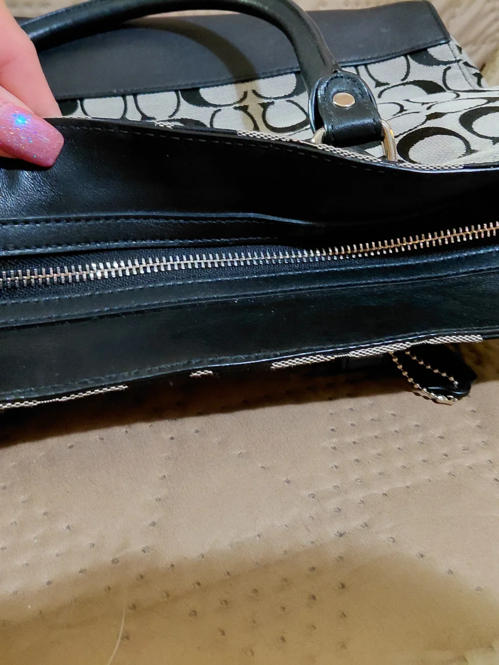 Coach Black Signature Canvas and Leather Tote